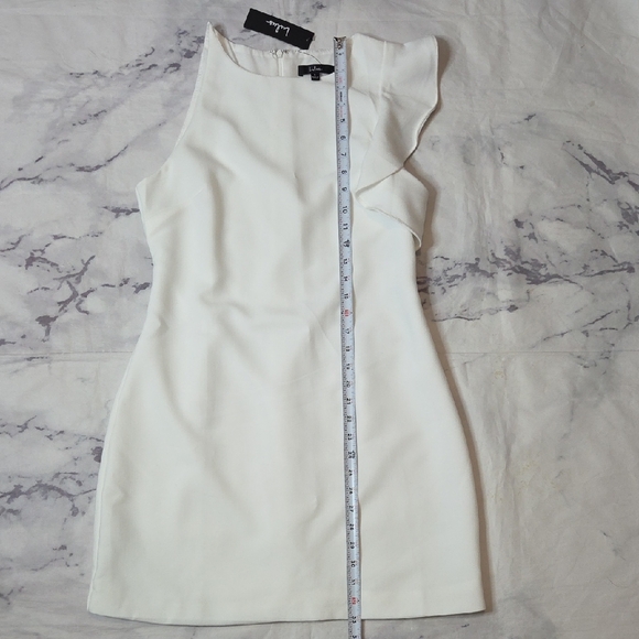 Lulu's Elegant Ruffle Shoulder White Mini Dress - Picture 3 of 8